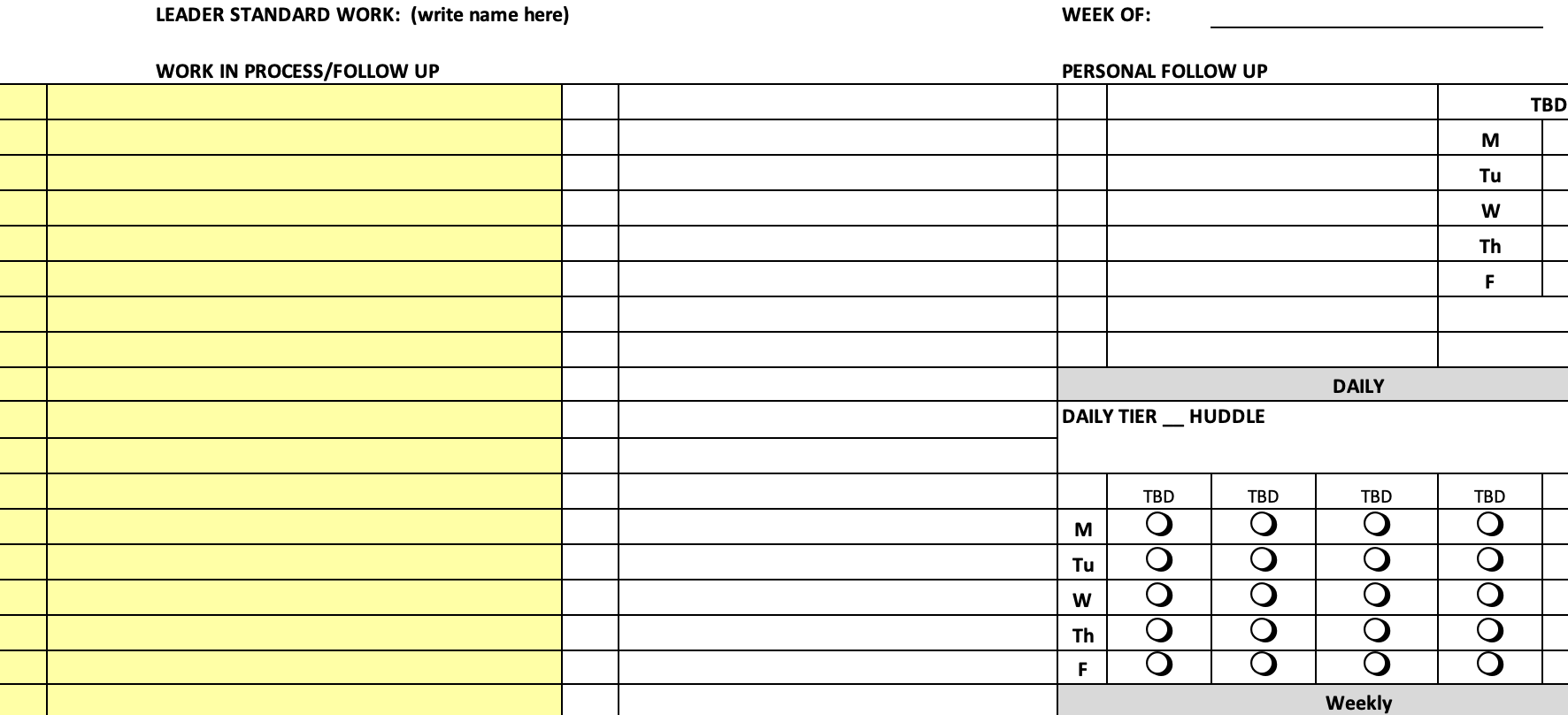 Leader Standard Work Template — Stanford Medicine Center for Improvement
